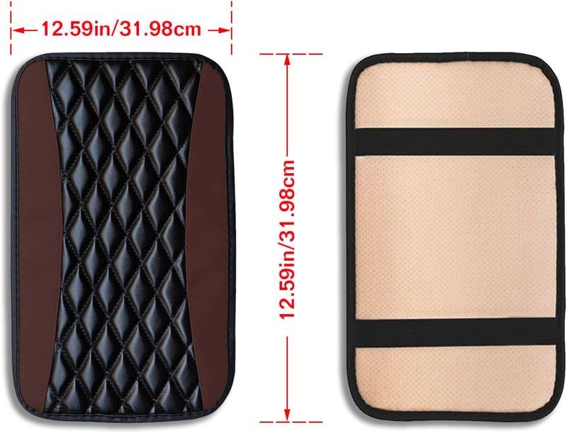 Couslcd Auto Center Console Pad, Universal Waterproof Armrest Seat Box Cover, Car Interior Accessories, Leather Auto Armrest Cover Protector for Most Vehicle, SUV, Truck (Brown) - Image 2